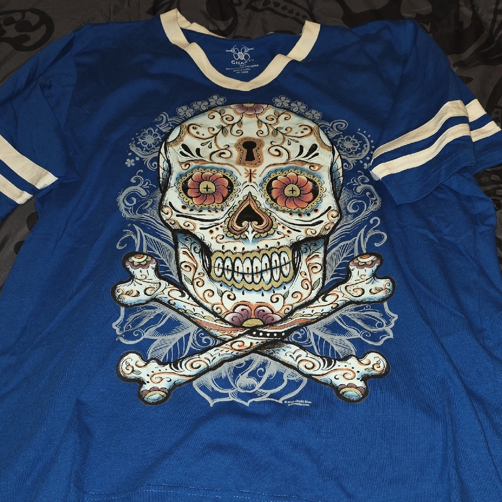 Blue Skull Graphic T-Shirt